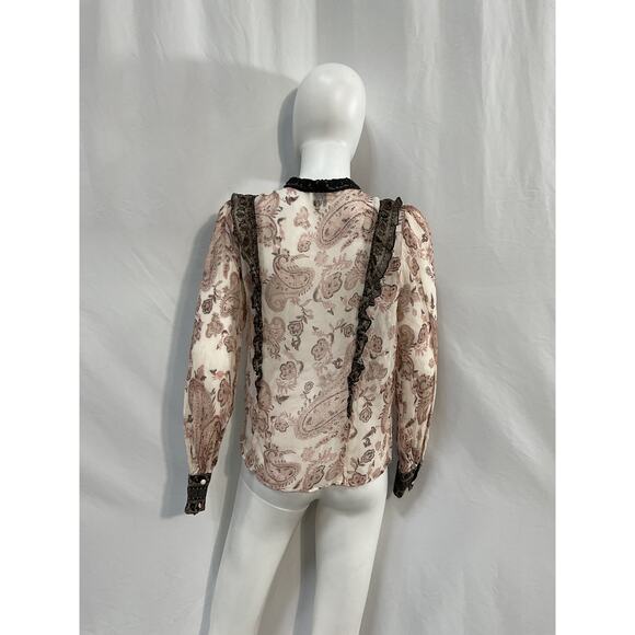 Hemant And Nandita 'Luana' Black Viscose Frilly Shirt Size S - Picture 3 of 5